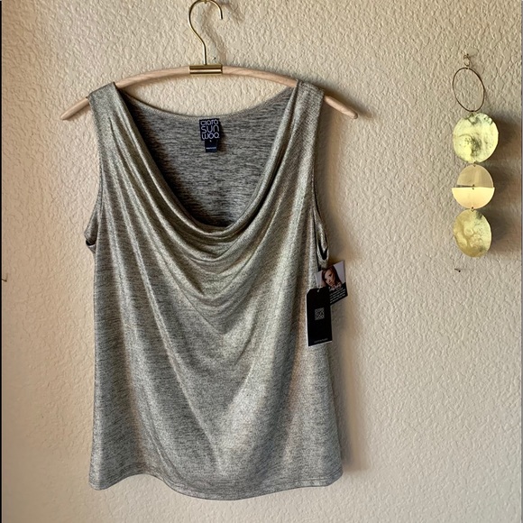 ciara sun woo Tops - Ciara Sun Woo Cowl Neck Shimmer Top L